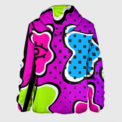 Мужская куртка 3D с принтом Яркий абстрактный узор в стиле 90х, неоновые цвета, вид сзади #1