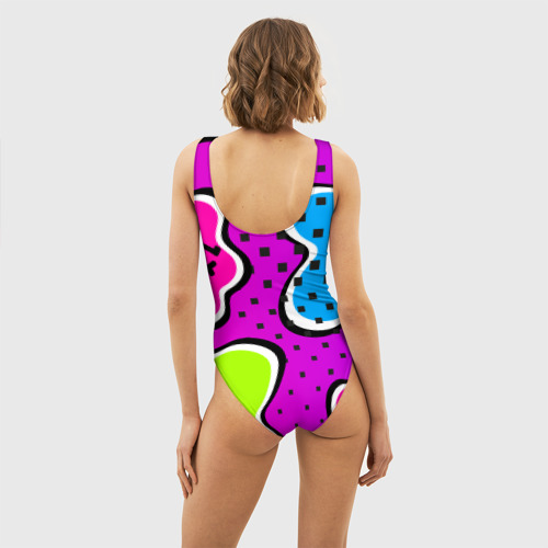 Женский купальник 3D Яркий абстрактный узор в стиле 90х, неоновые цвета, цвет 3D печать - фото 4