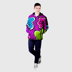 Мужская куртка 3D Яркий абстрактный узор в стиле 90х, неоновые цвета - фото 2