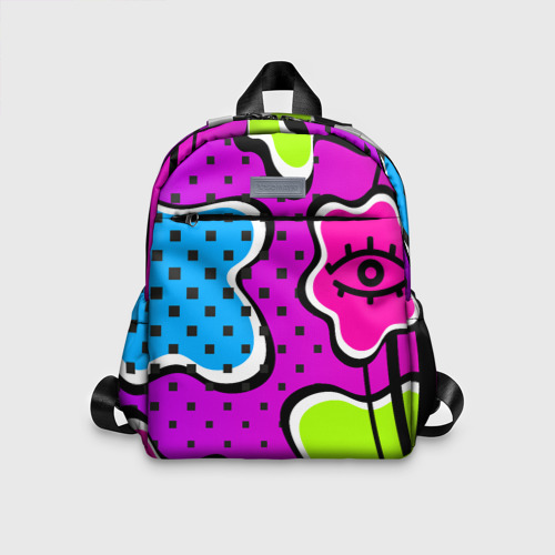 Детский рюкзак 3D Яркий абстрактный узор в стиле 90х, неоновые цвета