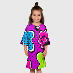 Детское платье 3D Яркий абстрактный узор в стиле 90х, неоновые цвета - фото 2