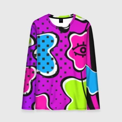 Мужской лонгслив 3D Яркий абстрактный узор в стиле 90х, неоновые цвета