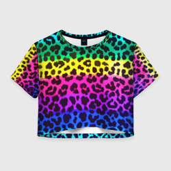 Женская футболка Crop-top 3D Leopard Pattern Neon