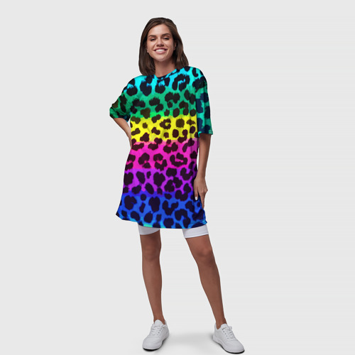 Платье-футболка 3D Leopard Pattern Neon, цвет 3D печать - фото 5