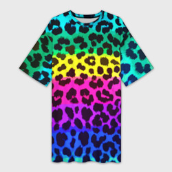 Leopard Pattern Neon – Платье-футболка 3D с принтом купить