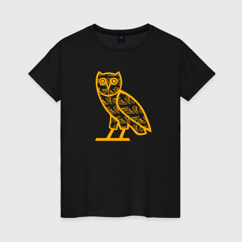 Женская футболка хлопок с принтом Drake сова, вид спереди #2
