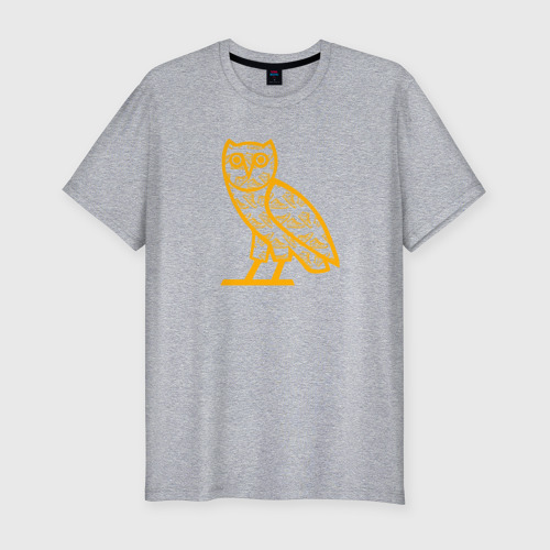 Мужская футболка хлопок Slim Drake сова, цвет меланж