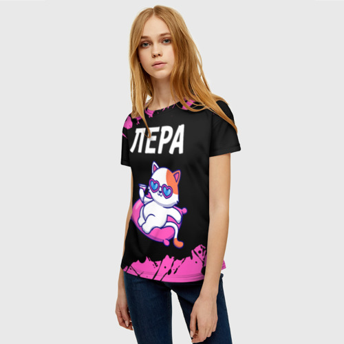Женская футболка 3D Лера - кошечка - Краска, цвет 3D печать - фото 3