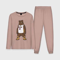 Мужская пижама с лонгсливом хлопок Баскетбольный мишка