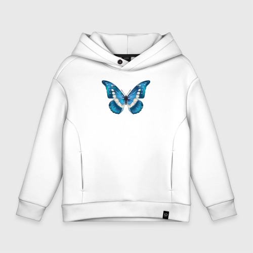 White hoodie with blue butterfly hotsell