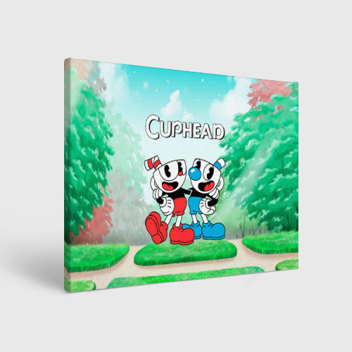 Холст прямоугольный Cuphead Красная и Синяя чашечка , цвет 3D печать