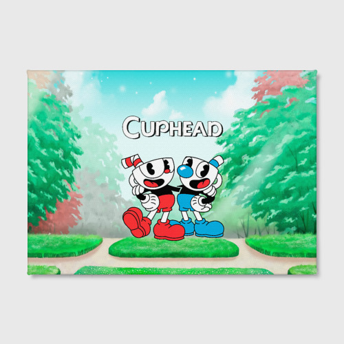 Холст прямоугольный Cuphead Красная и Синяя чашечка , цвет 3D печать - фото 2