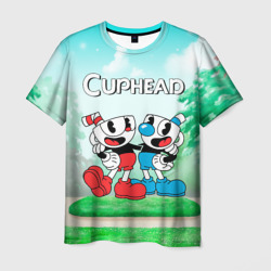 Мужская футболка 3D Cuphead Красная и Синяя чашечка 