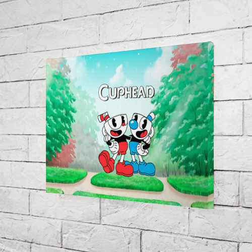 Холст прямоугольный Cuphead Красная и Синяя чашечка , цвет 3D печать - фото 3