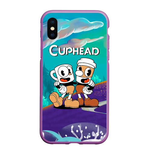 Чехол для iPhone XS Max матовый Cuphead  чашечки, цвет фиолетовый