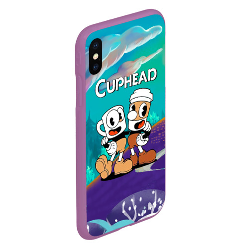 Чехол для iPhone XS Max матовый Cuphead  чашечки, цвет фиолетовый - фото 3