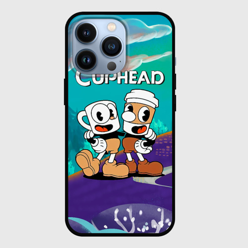 Чехол для iPhone 13 Pro с принтом Cuphead  чашечки, вид спереди #2