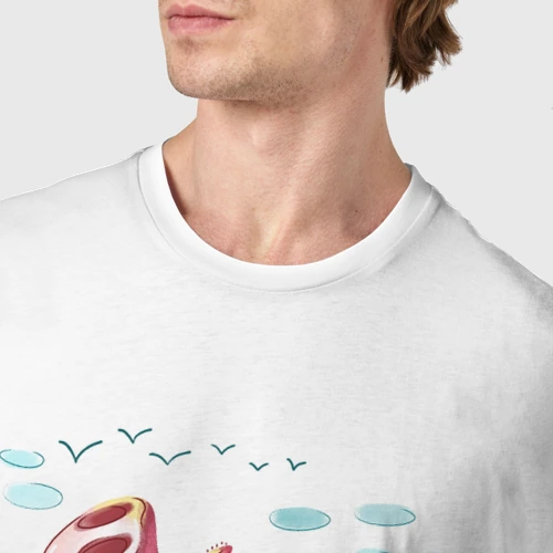 Мужская футболка хлопок с принтом Мечтающий поросенок, фото #4