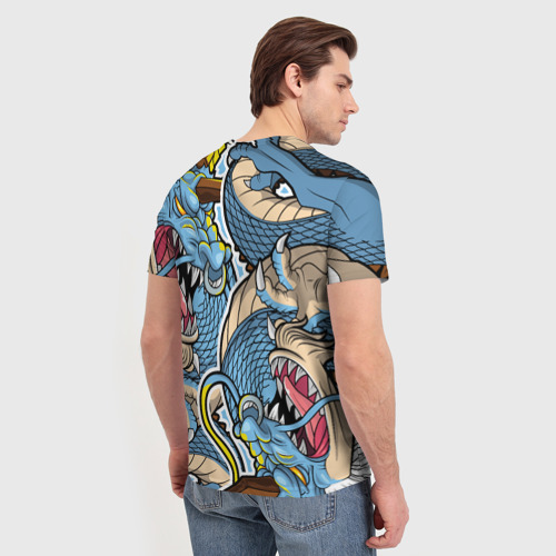 Мужская футболка 3D Синий дракон-монст, цвет 3D печать - фото 4