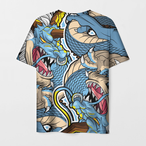 Мужская футболка 3D Синий дракон-монст, цвет 3D печать - фото 2