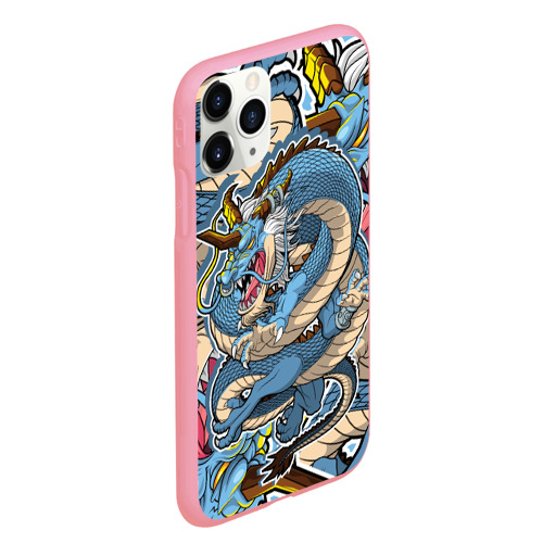Чехол для iPhone 11 Pro Max матовый Синий дракон-монст, цвет баблгам - фото 3