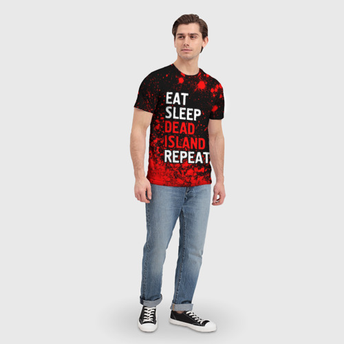 Мужская футболка 3D с принтом Eat Sleep Dead Island Repeat Краска, вид сбоку #3