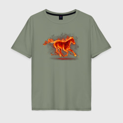 Мужская футболка хлопок Oversize Fire horse огненная лошадь