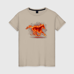 Женская футболка хлопок Fire horse огненная лошадь