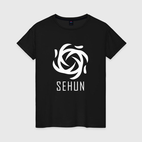 Женская футболка из хлопка с принтом Exo Sehun, вид спереди №1