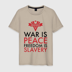 War is peace freedom is slavery – Мужская футболка хлопок с принтом купить со скидкой в -20%