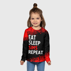 Детский лонгслив 3D Eat Sleep Sims Repeat Краска - фото 2
