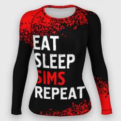 Женский рашгард 3D Eat Sleep Sims Repeat Краска