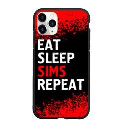 Чехол для iPhone 11 Pro Max матовый Eat Sleep Sims Repeat Краска