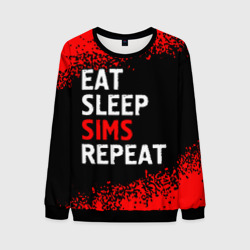 Мужской свитшот 3D Eat Sleep Sims Repeat Краска