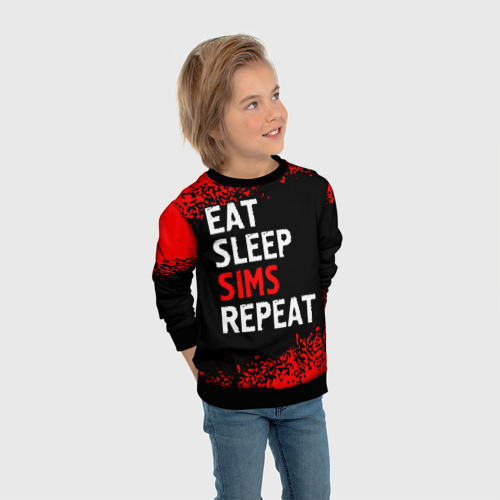 Детский свитшот 3D Eat Sleep Sims Repeat Краска, цвет 3D печать - фото 5