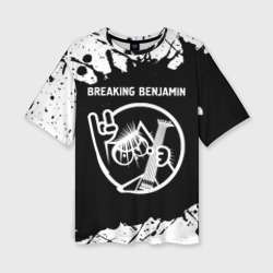 Женская футболка oversize 3D Breaking Benjamin + кот + Брызги