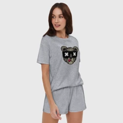 Женская пижама с шортиками хлопок Мишка в очках - фото 2