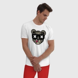 Мужская пижама с белой футболкой хлопок Мишка в очках - фото 2