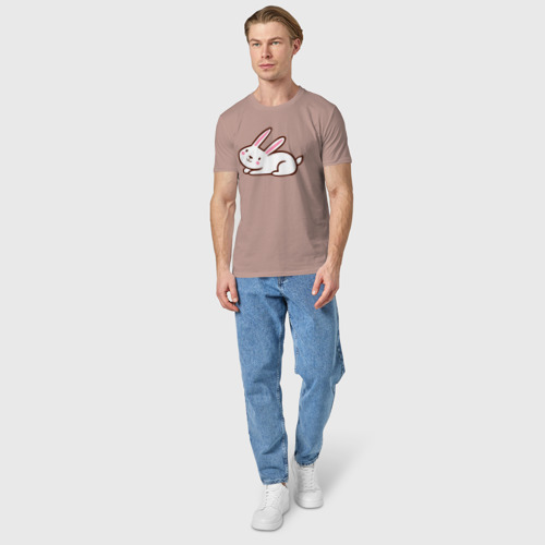Мужская футболка хлопок Зайка беленький, цвет пыльно-розовый - фото 5
