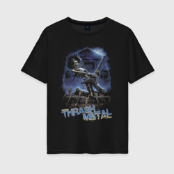 Женская футболка хлопок Oversize Thrash metal - skeleton