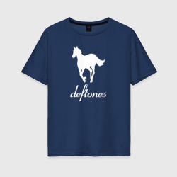 Женская футболка хлопок Oversize Deftones лошадь
