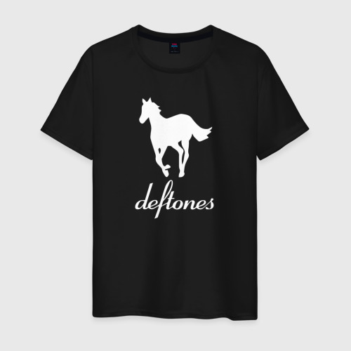 Мужская футболка хлопок Deftones лошадь, цвет черный