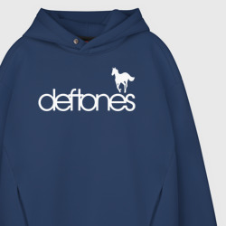Худи с принтом Deftones лошадь для мужчины, вид на модели спереди №3. Цвет основы: темно-синий