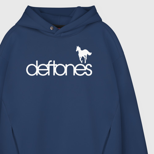 Мужское худи Oversize хлопок Deftones лошадь, цвет темно-синий - фото 4