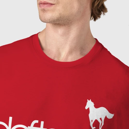 Мужская футболка хлопок с принтом Deftones лошадь, фото #4