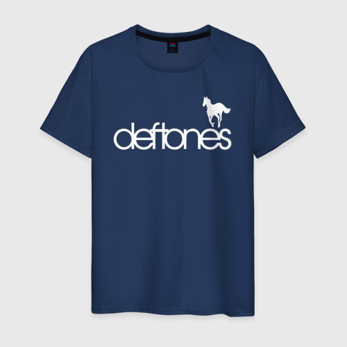 Мужская футболка хлопок Deftones лошадь, цвет темно-синий