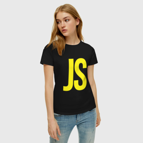 Женская футболка хлопок Язык программирования Javascript, цвет черный - фото 3