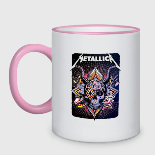 Кружка двухцветная Metallica Playbill Art skull, цвет Кант розовый