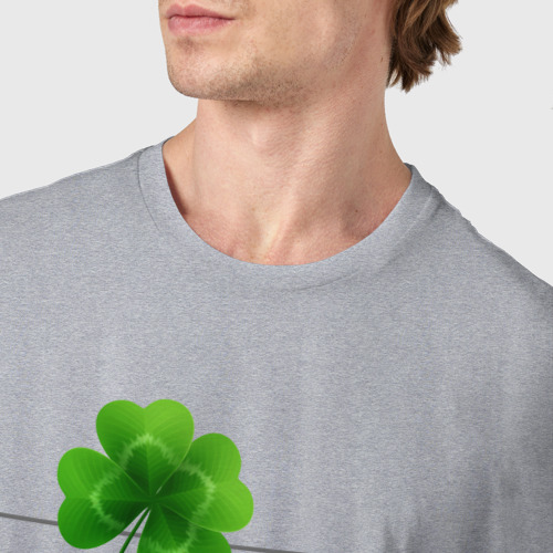 Мужская футболка хлопок с принтом Четырёхлистный клевер на счастье, фото #4