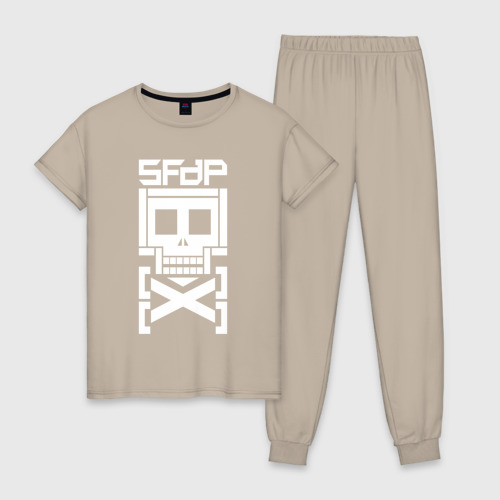 Женская пижама хлопок с принтом 5FDP AfterLife logo, вид спереди #2